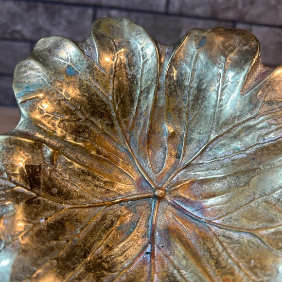 Vintage 1940s Hand-cast “May Apple Leaf Bowl” Virginia Metal Crafters Style #4-6 - Picture 7 of 7